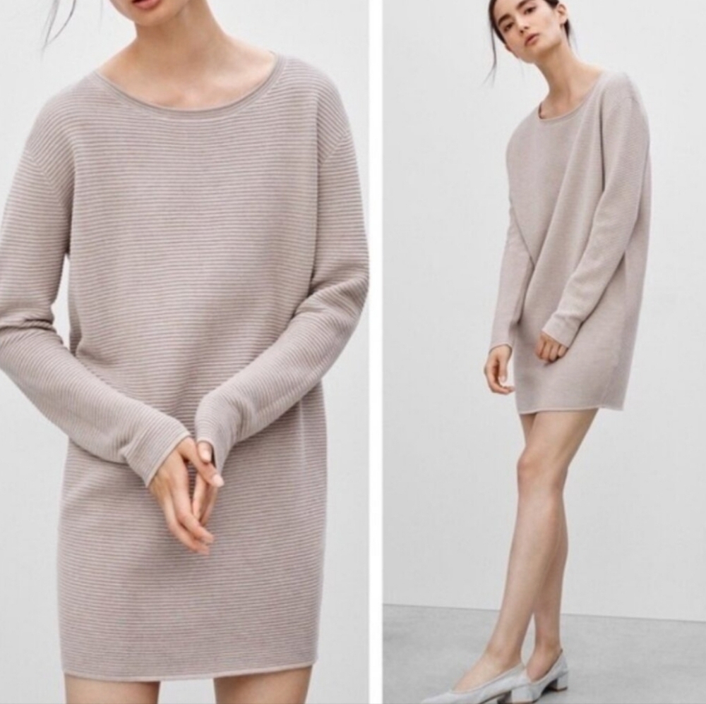 Aritzia Wilfred Campanule sweater dress taupe XS silk cashmere